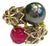 Bochic "Orient" Vintage Black Pearl & Ruby Ring Set In 18K Yellow Gold & Silver For Sale
