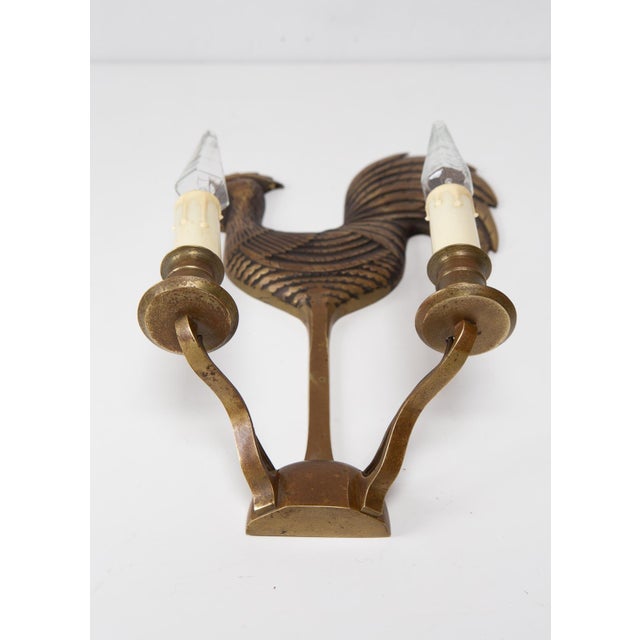Antique French Wall Sconce Rooster in Bronze, 1950s For Sale - Image 3 of 6