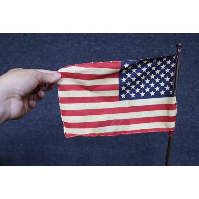 Metal Antique Brass American Table Flag Stand For Sale - Image 7 of 8