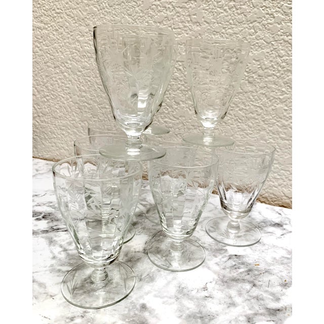 Transparent Vintage Etched Glass Stemware - Set of Nine For Sale - Image 8 of 8