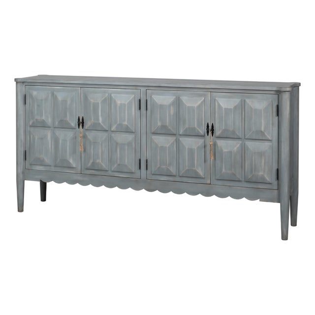 Swedish Style Faceted Sideboard in Antique Gray - 79" For Sale