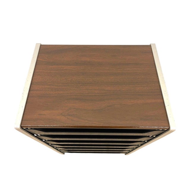 Vintage Rolling Office File Organizer Cart With Tiered Plastic Trays, Wood Top. For Sale - Image 4 of 10