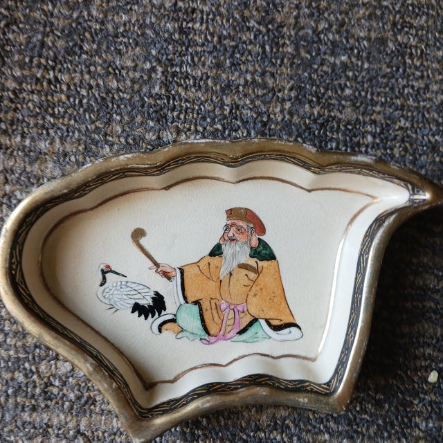 1940s Japanese Immortals Relish or Condiment Tray For Sale - Image 10 of 12