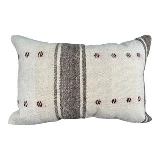Turkish Hemp Pillow Cushion Natural Beige Brown Pillow Cushion Cover 16" x 24" For Sale