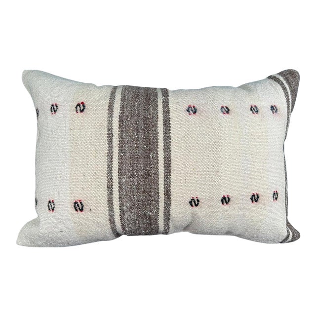 Turkish Hemp Pillow Cushion Natural Beige Brown Pillow Cushion Cover 16" x 24" For Sale