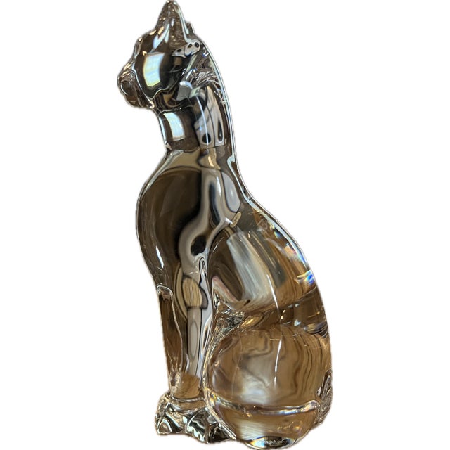 Contemporary Baccarat Crystal Sitting Cat Figurine For Sale - Image 3 of 4