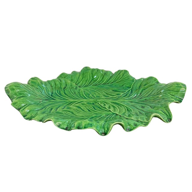 Contemporary Late 20th Century Portuguese Cabbage Platter From Bonwit Teller For Sale - Image 3 of 8