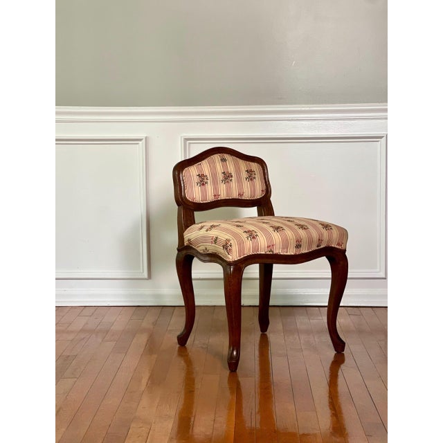 Don Ruseau Louis XV Style Upholstered Vanity or Side Chair in Walnut, 1940s For Sale - Image 18 of 18