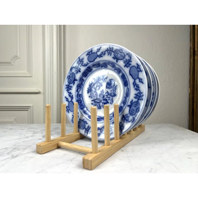 1920s Set of 6 Vintage Laveno Blue Onion Plates, Sci Italy Earthenware (21cm) For Sale - Image 5 of 18