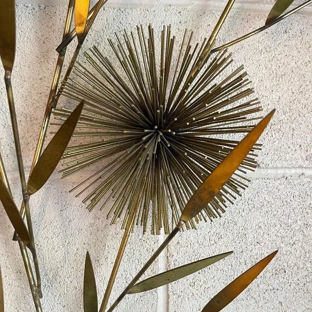 1960s Curtis Jeré Large Brass Pom-Pom Floral Wall Sculpture For Sale - Image 10 of 12