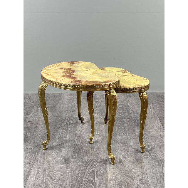 Nesting Tables in Gilt Bronze and Onyx, 1900s, Set of 2 For Sale - Image 4 of 10