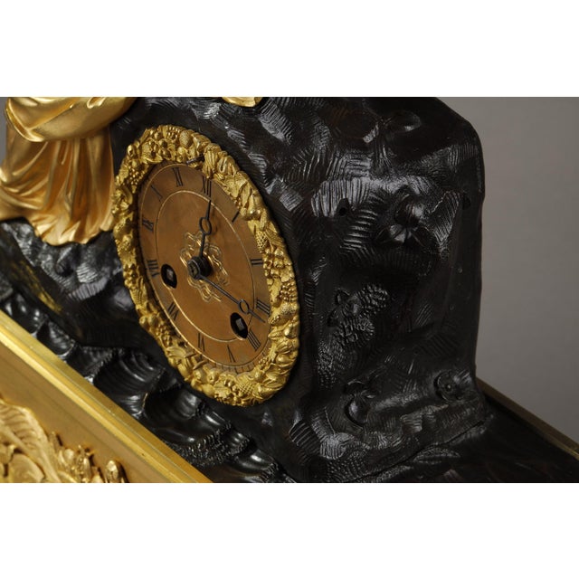 Restoration Period Gilt Bronze Clock with a Young Woman For Sale - Image 9 of 18