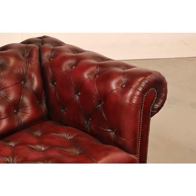 Chesterfield Style Oxford Red Leather Sofa For Sale - Image 4 of 17
