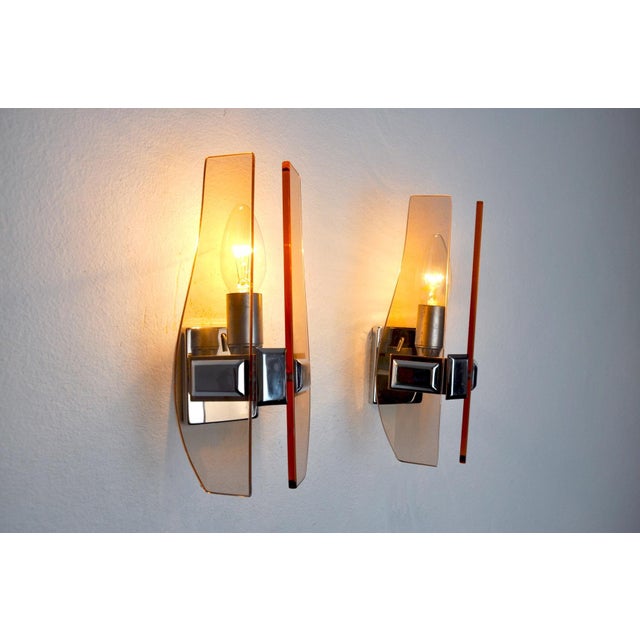 Murano Glass Rose Sconces from Veca, Italy, 1960s, Set of 2 For Sale - Image 3 of 8