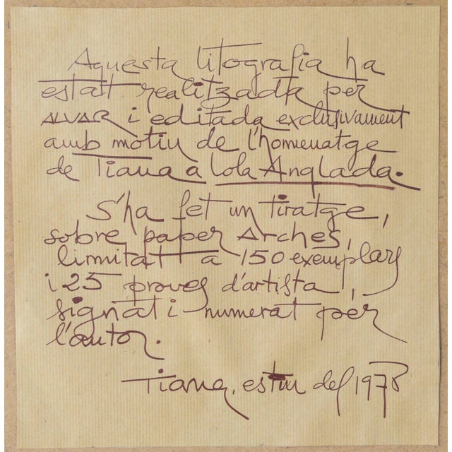 Àlvar Suñol Munoz-Ramos, Surrealist Scene, 1978, Lithograph on Paper, Framed For Sale - Image 9 of 10