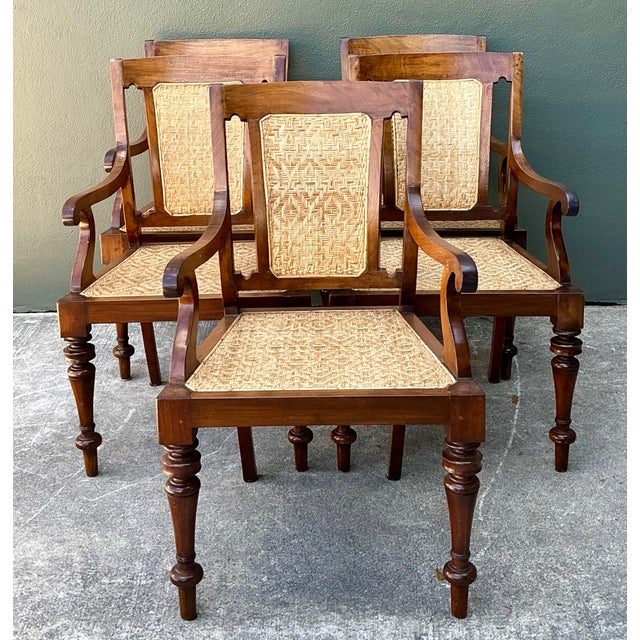 Vintage Anglo Indian Cane Dining Chairs - Set of 5 For Sale In West Palm - Image 6 of 12