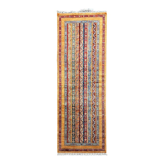 Hand-Knotted Afghan Striped Geometric Runner 2'9" X 8'5" For Sale