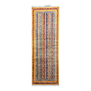 Hand-Knotted Afghan Striped Geometric Runner 2'9" X 8'5"