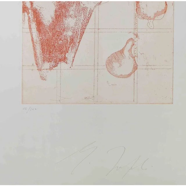 Etching, numbered and signed, by the Italian artist Mino Trafeli (Volterra, Italy 1922-2018). His path is a continuous...