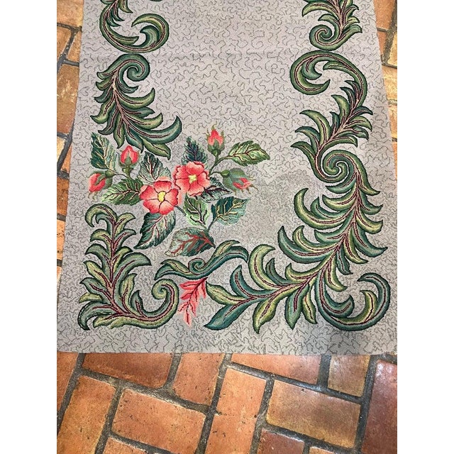 Textile 1950s Signed Hand-Hooked Folk Art Wall Hanging Colorful Floral Design, Usa For Sale - Image 7 of 18