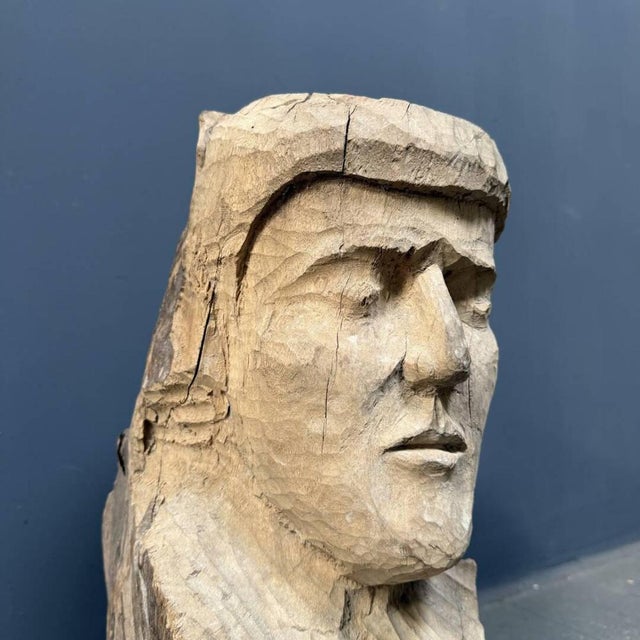 Large Bust in Carved Wood, 1950s For Sale - Image 17 of 18