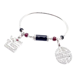 Cartier Le Baiser Du Dragon 18k Gold Diamond Ruby Onyx 2 Charms Bangle Bracelet