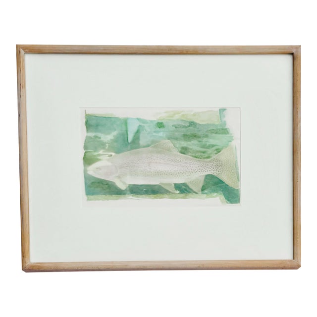 Camille Thom "Water Studies #5" – Framed Mixed Media Original Artwork of a Rainbow Trout For Sale