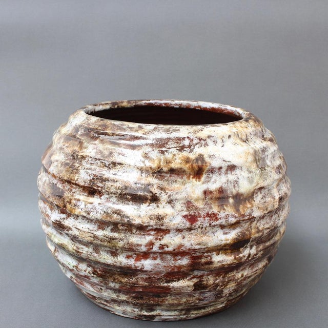 Brown French Ceramic Vase by Alexandre Kostanda, 1950s For Sale - Image 8 of 18