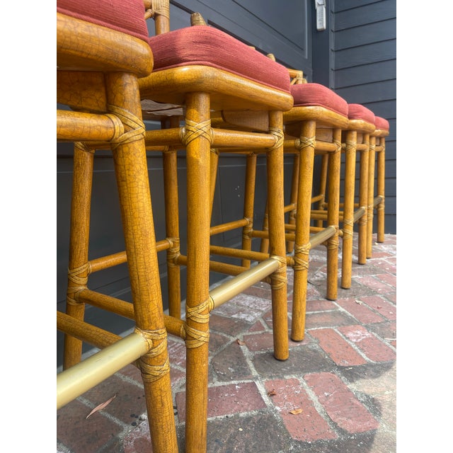 Set of Five McGuire Bar / Counter Stools For Sale - Image 9 of 9