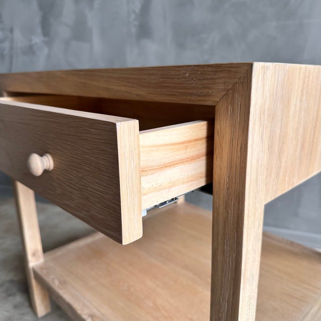 Wood Harper White Oak Nightstands With Single Drawer and Shelf in a Natural Finish For Sale - Image 7 of 10