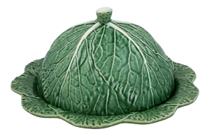 Bordallo Pinheiro Cabbage Cheese Tray With Lid, Green