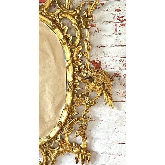 Chinese Chippendale Style Oval Giltwood Pagoda Wall Mirror For Sale - Image 9 of 11