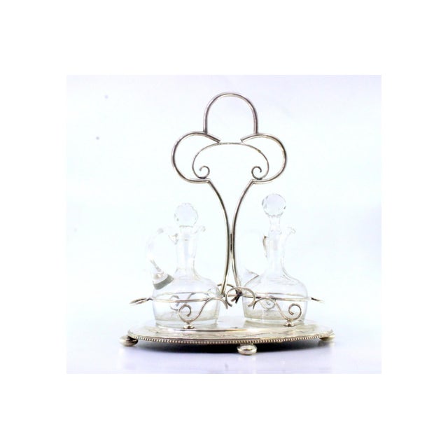Cruet with Silver Frame and Two Cut Glass Cruets, Set of 3 For Sale - Image 3 of 5