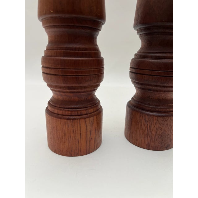 Mid Century Danish Candle Holders in Teak . For Sale - Image 4 of 10