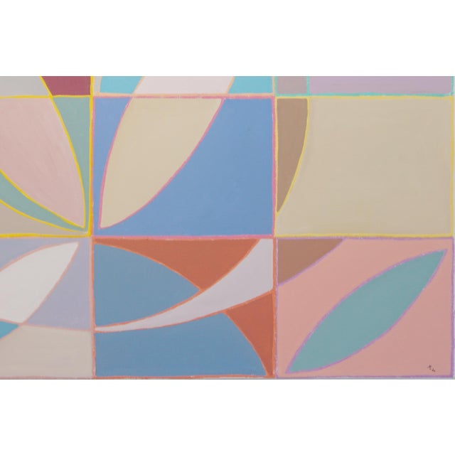 2020s 2026, Color Field Modernist Painting of Tulip Echo, Bauhaus Grid, Large Pastel Tones on Canvas by Natalia Roman For Sale - Image 5 of 8