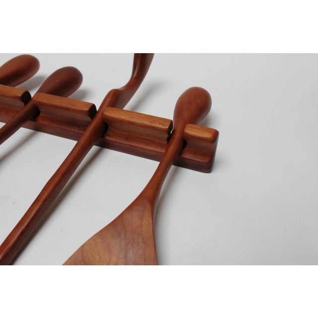 Wood Vintage American Studio Craft Four-Piece Cherrywood Salad Set For Sale - Image 7 of 12
