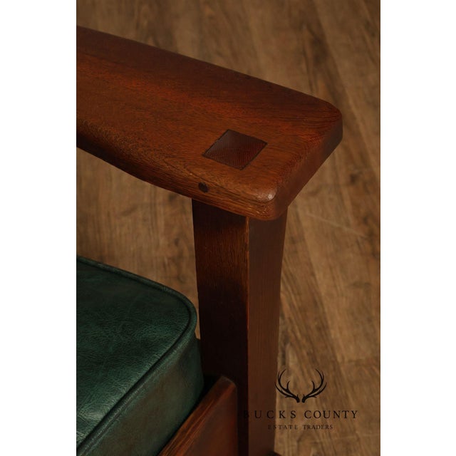 Brown Limbert Arts & Crafts Antique Mission Oak Lounge Chair And Rocking Chair For Sale - Image 8 of 18