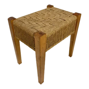 Vintage Woven Rope Seat Wood Stool