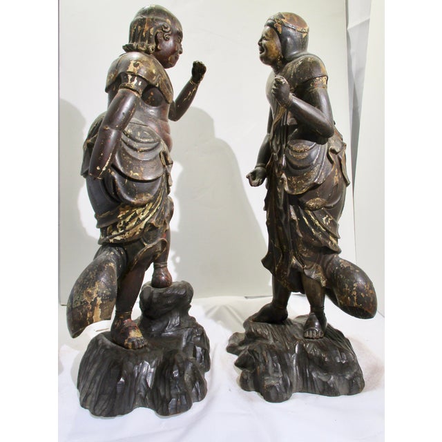 17th Century Japanese Dharma Guardian Figurines - A Pair of 2 For Sale - Image 9 of 17
