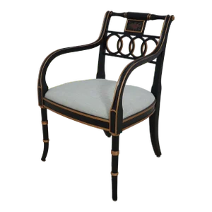 Regency Style Black Paint Decorated Armchair