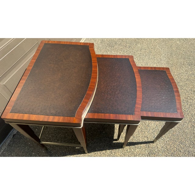 Brown Vintage Thomasville Bogart Collection Nesting Tables - Set of 3 For Sale - Image 8 of 11