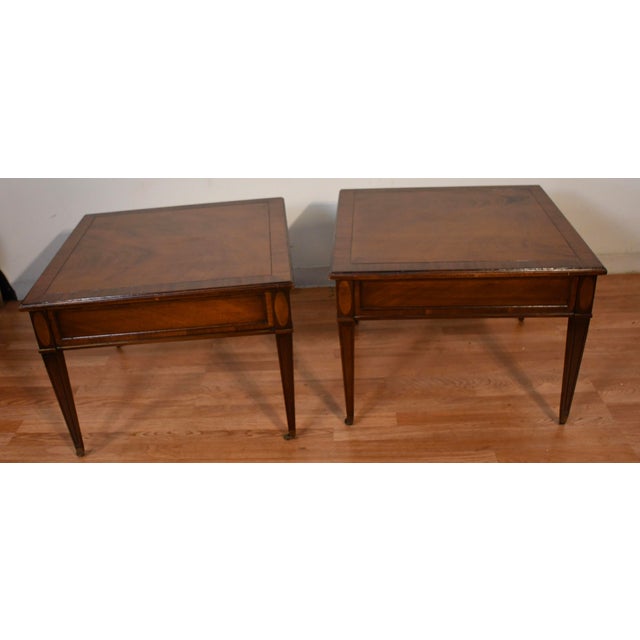 1930s Pair of Brandt English Regency Mahogany Side Tables / End Tables For Sale - Image 11 of 16