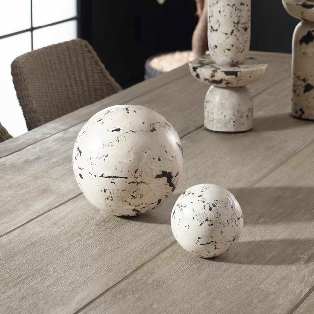 Inspired By The Clean Lines And Bold Feel Of Modern Art, This Set Of Decorative Balls Is Handcrafted From Coral Stone With...
