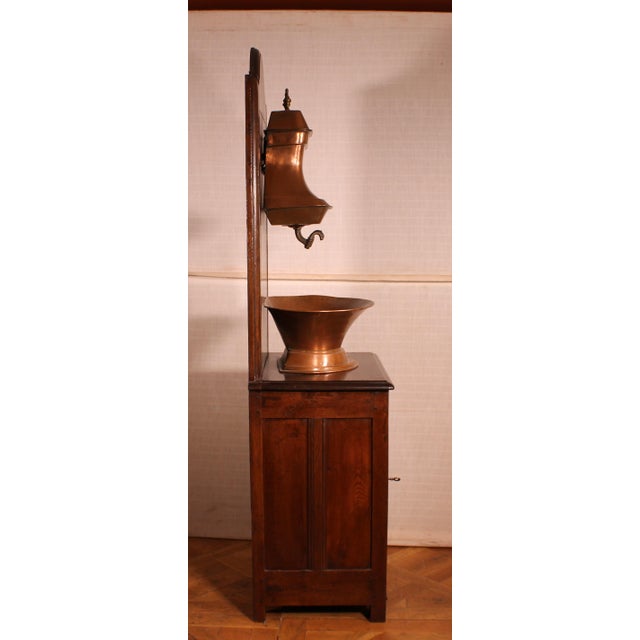 Antique French Oak & Copper Washstand, 1800s For Sale - Image 5 of 11