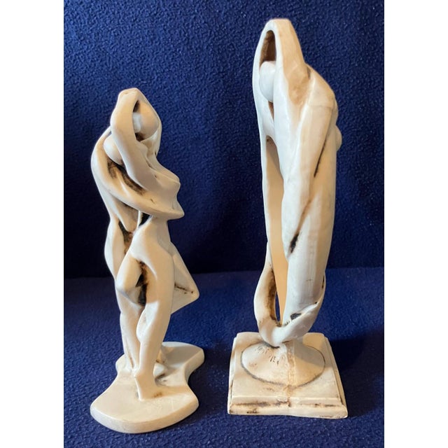 Mid-Century Modern 1960s f​Mid-Century Modern A. Santini Italy Signed Alabaster Sculptures - A Pair For Sale - Image 3 of 12