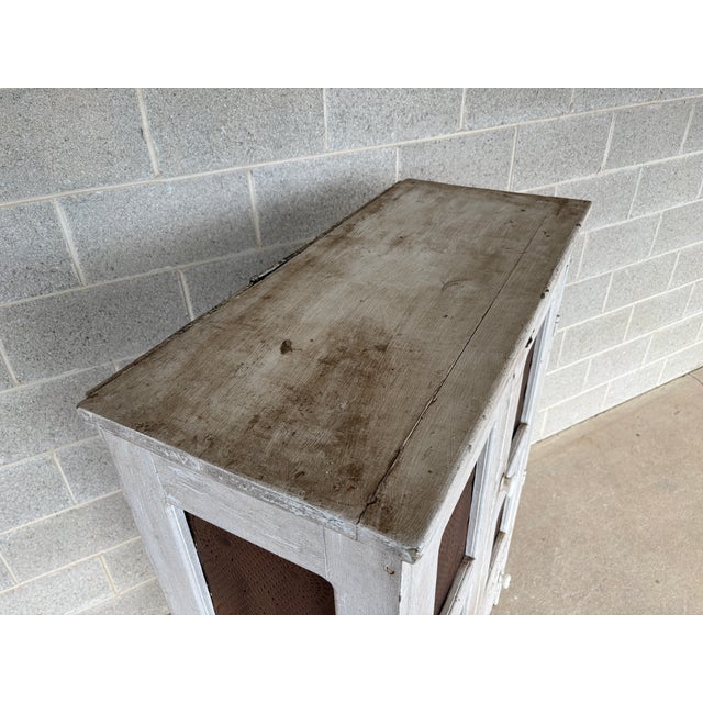 Wood Primitive Antique Tin Stamped Pie Safe-Cupboard (Circa 1700's) For Sale - Image 7 of 18