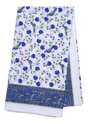 Birds On Vine Tablecloth, 8-seat table - Blue