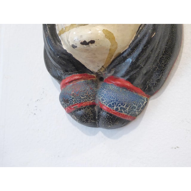 Vintage Folk Art Painted Iron Heads - Set of 2 For Sale - Image 4 of 6