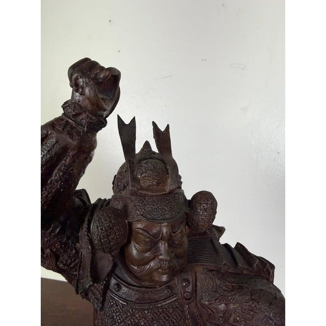 Japanese Bronze Samurai Warrior Sculpture With Spear, Early 20th Century For Sale - Image 16 of 16