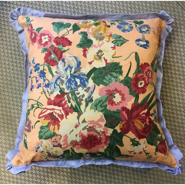 Cottage Style Linen Pillow For Sale - Image 4 of 4
